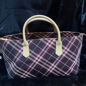 Burberry Checkered Satchel with Beige Handles